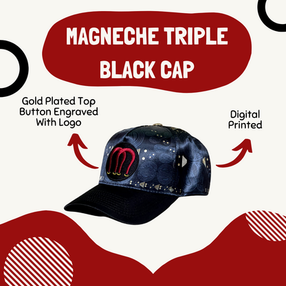 Magneche Bandana Design Cap - Triple Black
